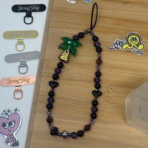 Sunset Palm | Authentic Handmade | String Ting | Beaded Wristlet Phone Strap